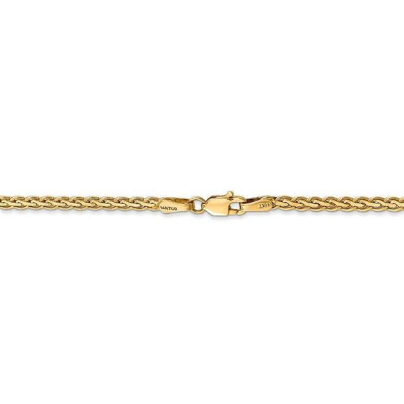 2.5mm, 14k Yellow Gold, Flat Wheat Chain Necklace, 18 Inch